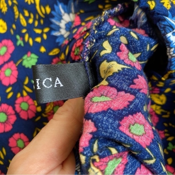 ZESICA Boho Dark Floral Tiered Peasant Maxi Skirt Cornflower Print Navy Pink M - Picture 11 of 14